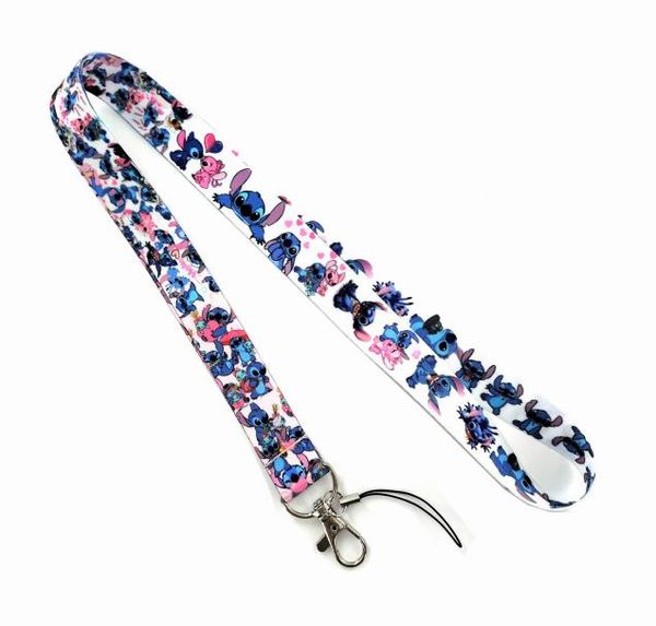 

10pcs fashion stitchs anime keychain ribbon lanyards for keys id card phone straps hanging rope lariat students badge holder8901913, Silver