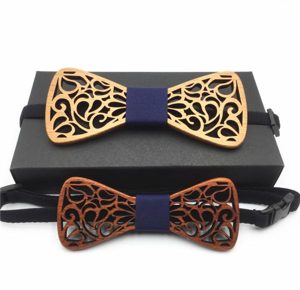 

hollow wood bow ties for men and son set wedding suits wooden bow tie butterfly shape bowknots gravatas slim cravat men039s tie7596690, Black;blue