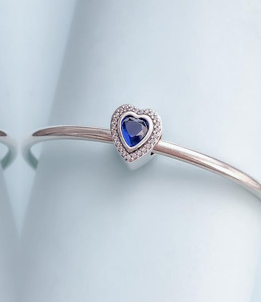 

new 925 sterling silver blue cz heart charm bead fit original pandora bracelets jewelry diy necklaces pendant7037991