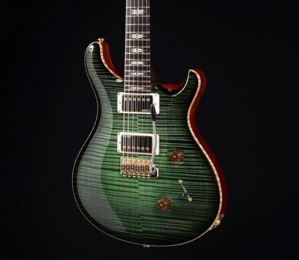 

2016 custom 24 lotus knot private stock sage glow smoke burst 3415 green flame maple electric guitar lotus knot inlays tremol1699962