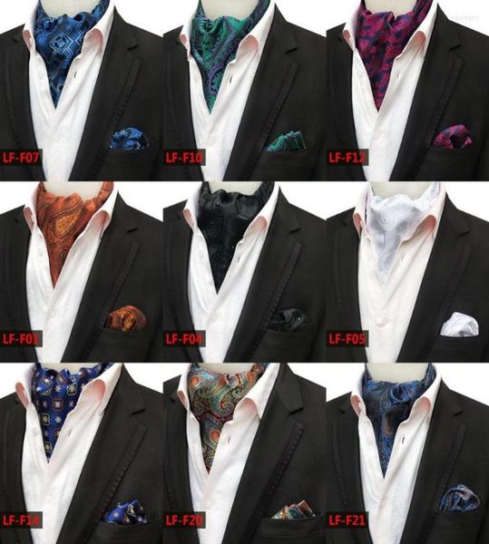 

bow ties paisley floral ascot and pocket square set men silk necktie green blue cravat cashew flower woven neck tie wedding a0344560201, Black;gray