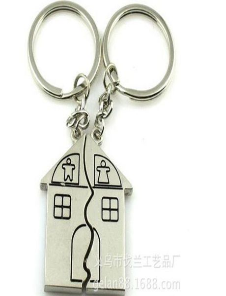 

200pairslot fedex fast couple gift romantic house keychain personalized keyring valentine039s day love key fob2680961, Silver