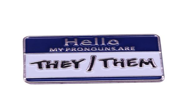 

hello my pronouns are theythem brooch pins enamel metal badges lapel pin brooches jackets jeans fashion jewelry accessories4118395, Blue