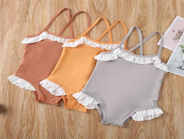 

3colors summer toddler kids baby girl ruffles one pieces swimwear swimsuit bathing suit beachwear strap bodysuit5326979, Blue