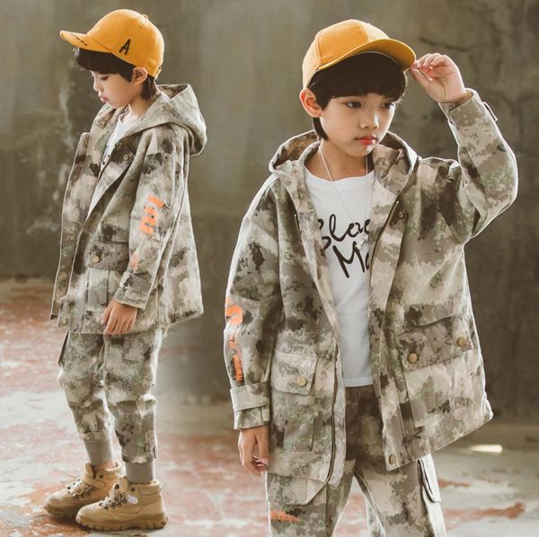 

teenage boys clothing sets 2020 spring letter camo jacket pants sprot suit for boys clothes fashion kids costume 10 12 years t20042580481, White