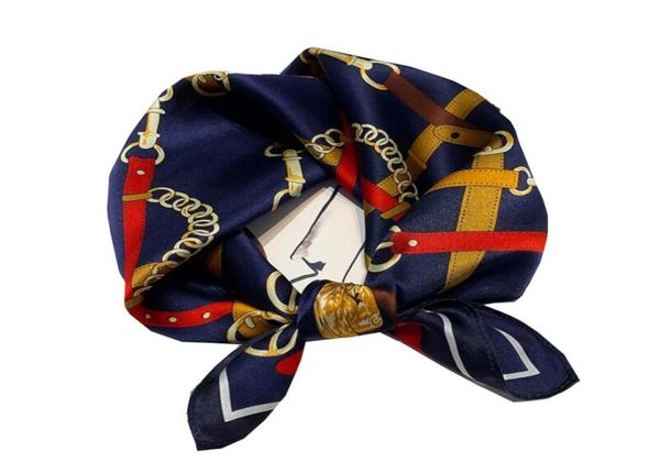 

5353cm women small silk scarf square print wrap foulard femme handkerchief bandana neck hair skinny tie scarves shawls8249653, Blue;gray