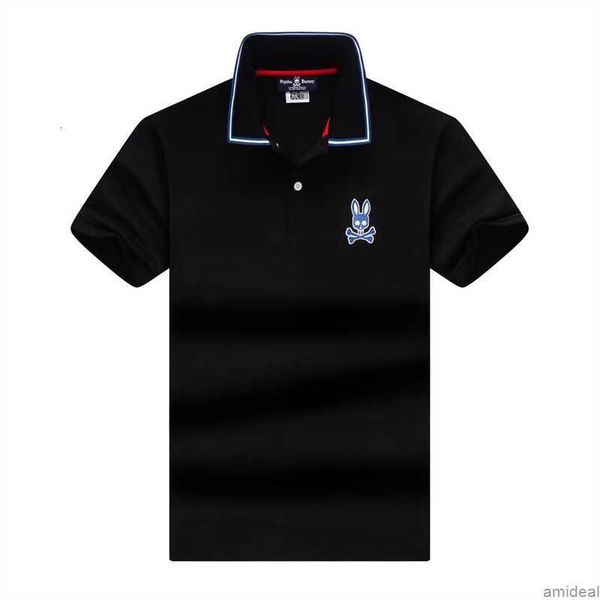 

men t-shirts psycho bunny polo tees casual summer slim skull rabbit print short sailor neck t-shirt fashion casual streetwear 82r2, White;black