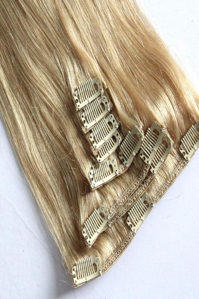 

grade 9acolor 8 100gram set clip in hair extensions 8pcs set 18inch 7pcs set 18inch straight wave hair extension dhl8714739, Black