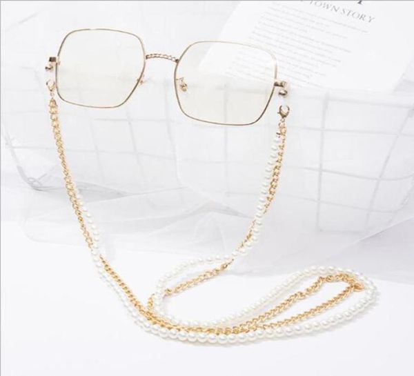 

euam eleglant women doublelayer glasses chain beads metal sunglasses lanyard antislip glasses string accessories wholes7179471