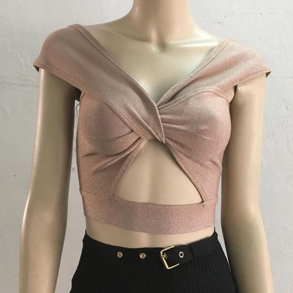 

tanks summer women vneck silver thread hollowed out bandage, Black;white