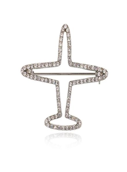 

new arrival silver color hollow airplane brooch pin fashion rhinestone brooches for women men jewelry b2484753174, Gray