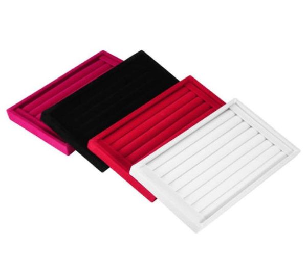 

earring ring jewelry display velvet ring tray organizer holder storage show case3214569, Black