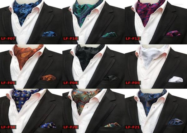 

bow ties paisley floral ascot and pocket square set men silk necktie green blue cravat cashew flower woven neck tie wedding a0349509092, Black;gray