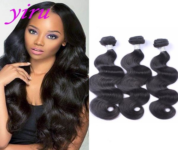 

brazilian whole natural color human hair 830inch body wave hair extensions weaves body wave 3 bundles hair products6206438, Black