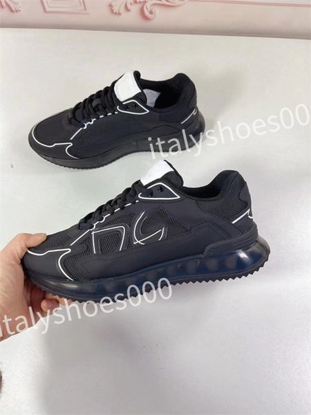 

luxury designer sneakers calfskin casual shoes reflective shoes leather trainers all-match stylist sneaker leisure shoes, Black