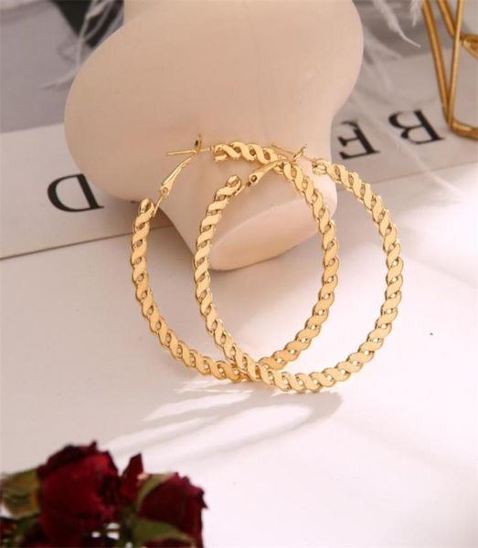 

hoop huggie lateefah ed big earrings gold round ear rings for women girl geometric statement circle earring fashion jewelry9789535, Golden;silver