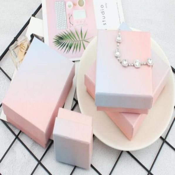 

new ins fashion pink blue gradient jewelry packing box ring necklace bracelet receiving gift multipurpose packing box wl6654974208, Black;white