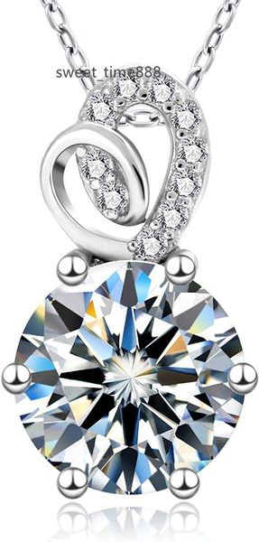 

wowshow moissanite necklace 1ct 2ct moissanite heart pendant necklace 925 sterling silver solitaire diamond necklace with certificate of aut