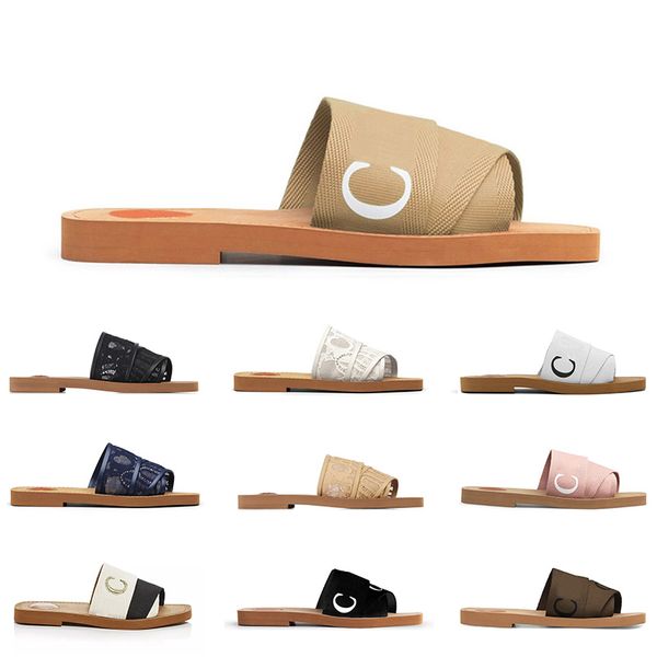 

dhgate ch designer slippers women woody sandals luxury classic lace pattern summer beach platform men outdoor fashion flat flip flops casual, Black