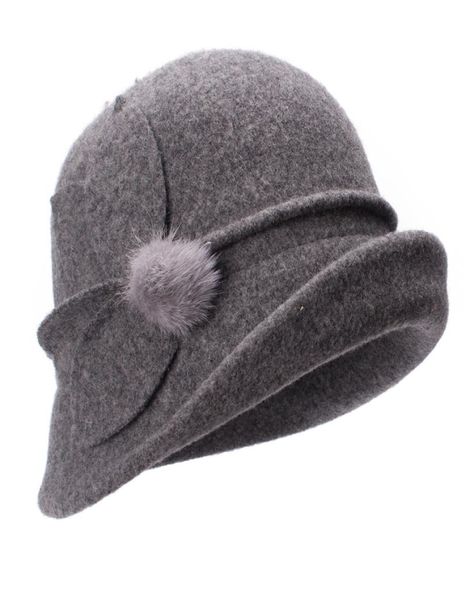 

wide brim hats bucket collapsible winter for women cloche wool ladies gatsby style warm church dress wedding a474 2210273133162, Blue;gray