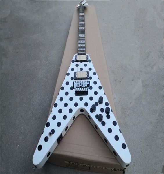 

irregular white guitar flying v mahogany body rosewood fingerboard hh pickups floyd rose tremolo black dot9019272