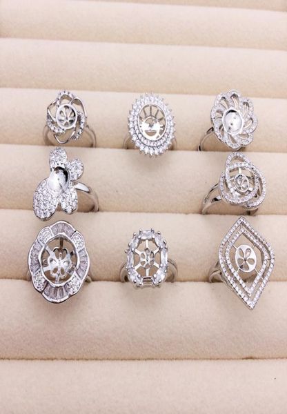 

mljy pearl ring settings zircon silver rings settings diy ring for women suitable for pearl 79mm adjustable size diy jewelry wedd8662330, Slivery;crystal