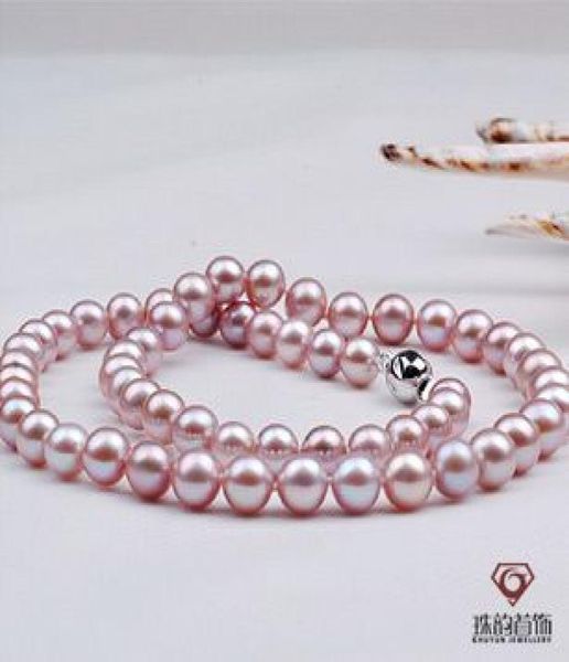 

fine pearl jewelry 89mm south sea purple pearls necklace 18inches 925silver8234560, Black
