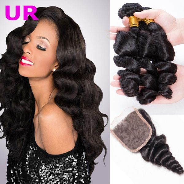 

10a grade brazilian hair loose wave bundles with closures human hair weave loose wave brazilian virgin hair 3 bundles with closure9905452, Black;brown