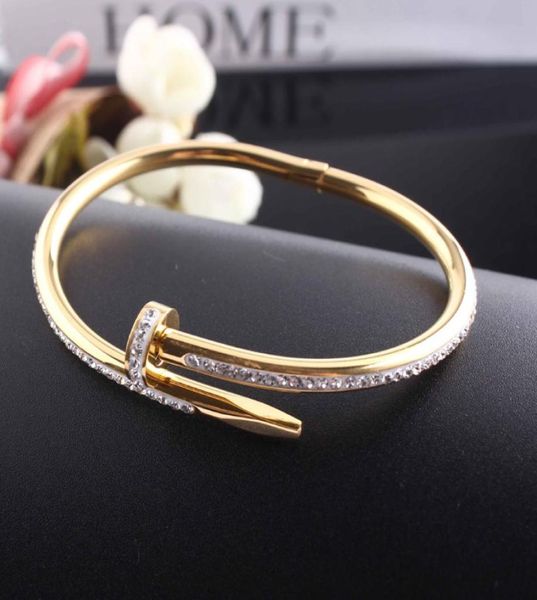 

titanium steel bangle valentine039s day bracelet 1 line full diamond cuff women man fashion jewelry for lover gift no box3100004, Black