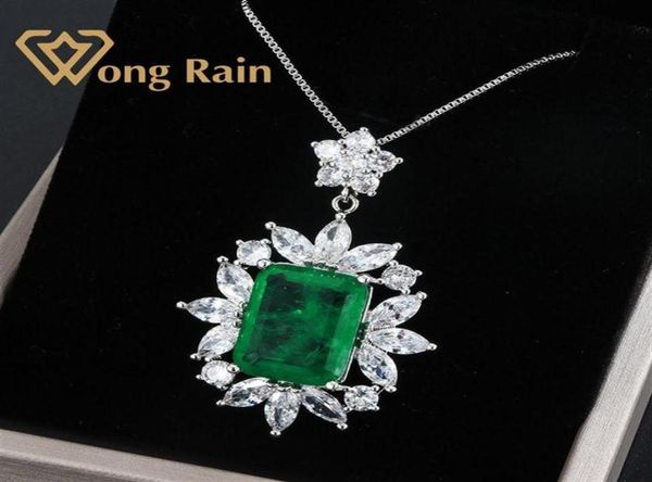 

wong rain vintage 100 925 sterling silver created moissanite emerald gemstone wedding pendent necklace fine jewelry whole lj201007784589