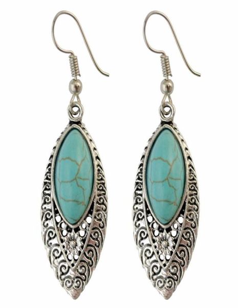 

bohemian earrings vintage turquoise earrings leaf dangle chandelier long earrings for women party fashion jewelry7881646, Golden;silver