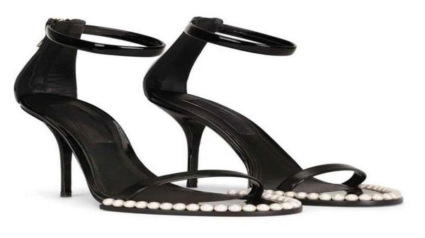 

famous design women keira sandals shoes fauxpearl embellished high heels opentoe black calf leather goatskin lady gladiator sand5346177