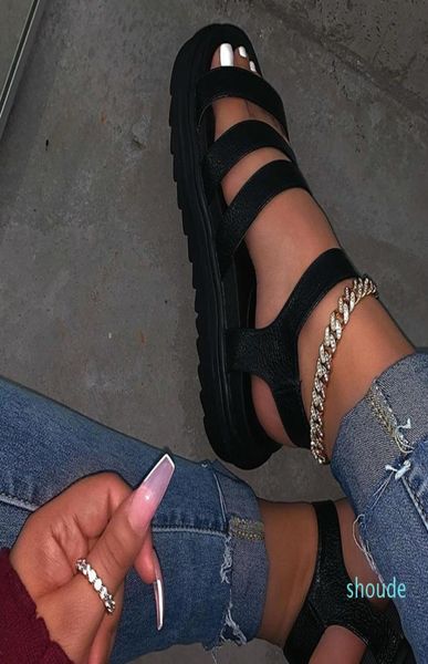 

summer women039s sandals with open toe buckle and platform handmade fashion comfortable solid color wild plus size sandals3871450, Black