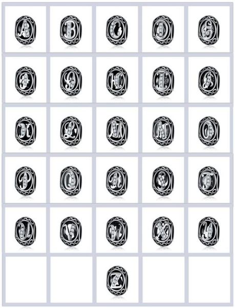 

authentic 2017 letter beads fit pandora bracelets necklaces silver 925 original charm with cubic zirconia for jewelry diy making k7410808, Black