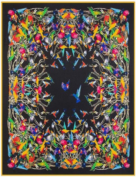 

joker black square twill women animal print scarf foulard femme echarpe en soie bird large silk scarves drop 130130cm2224988, Blue;gray