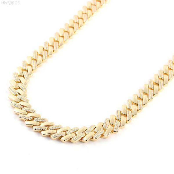 

gold plated cuban link chain bracelet sterling silver 12mm moissanite