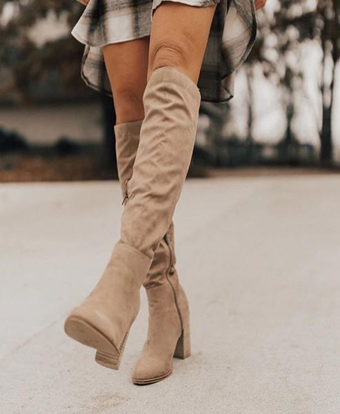 

women kneehigh boots lace up high heels winter boots warm size 35437747361, Black