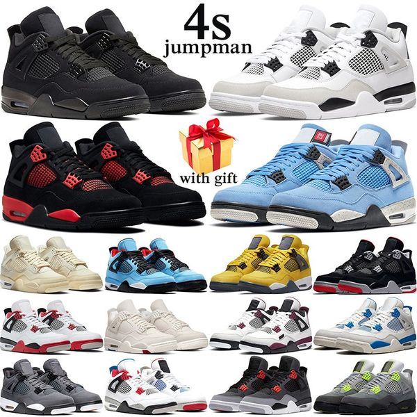 

2023 mens basketball shoes sail 4 4s sneakers running shoes patent bred university blue atmosphere fire red thunder oreo bordeaux black cat