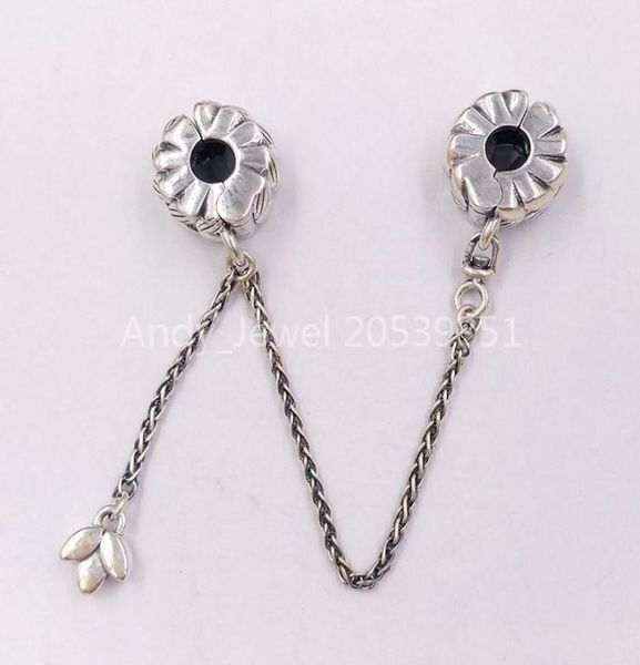 

andy jewel 925 sterling silver beads grains of energy safety chain charms fits european pandora style jewelry bracelets necklace2955324, Black
