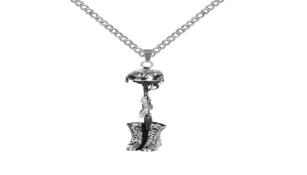 

lily cremation jewelry amry boots helmetgun urn necklace memorial ash keepsake pendant with gift bag funnel and chain6191883, Silver