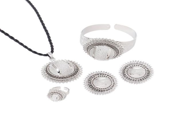 

silver ethiopian jewelry sets round silver plated habesha bride wedding eritrea africa gold jewelry set7932133, Black