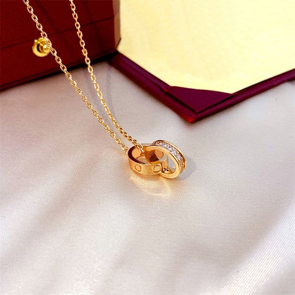 

necklace chains gold silver diamond necklaces designer jewellery solitaire stainless steel double ring link chain white anniversary party pe