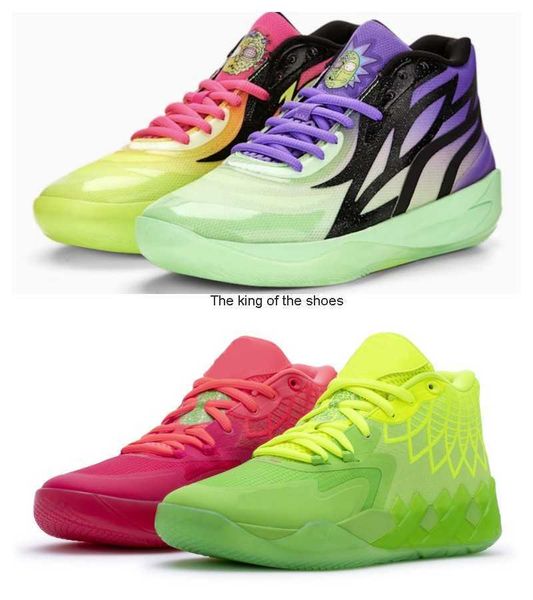

lamelo ball mb02 mb1 rick morty basketball shoes men women kids sneakers for sale queen city sport shoe trainner sneakers us4.5-us12
