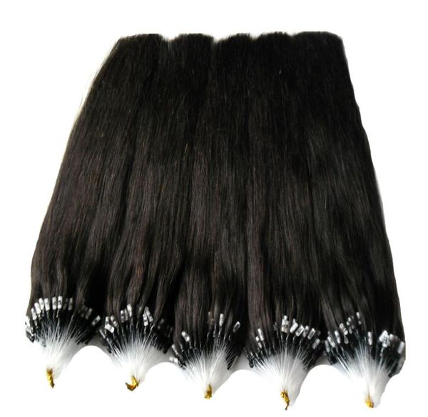 

micro ring beads hair extensions micro loop real remy brazilian hair 100g remy brazilian straight loop micro ring human hair exten6906699, Black