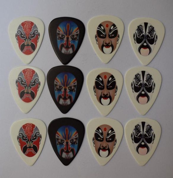 

12pcs 071mm new popular beijing opera masks rock band musical plectrums guitar picks7238232