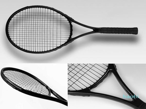

whole selling tennis racket racquet adults black white durable and useful single piece with bag tennis sports training t2450017