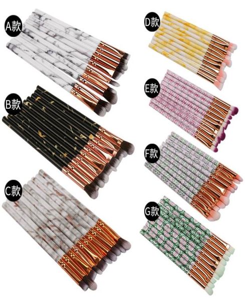 

10pcsset marble handle makeup brushes set professional powder eye shadow eyebrow eyeliner make up brush kit maquiagem7628537