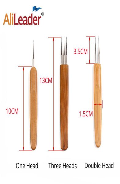 

alileader 3pc braiding dreadlock tools for hair knitting needles crochet knitting hooks bamboo needles braid hair tool set diy7498584, Brown