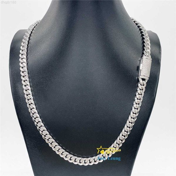 

mens necklace 8mm 10mm 12mm 13mm vvs moissanite diamond clasp solid 925 silver iced out miami cuban link chain hip hop jewelry