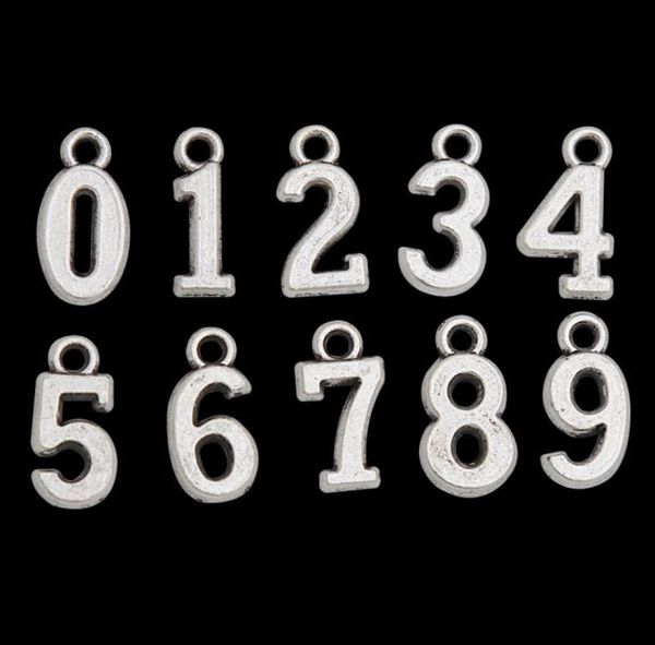 

whole fashion alloy jewelry making 09 number pendant charms 100pcslot each one 10pcs aac7146836835, Bronze;silver